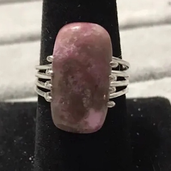 New Sterling Silver Cobalto Calcite Rectangular Ring Size 9.25-9.5 Crystal Gems - Picture 10 of 16